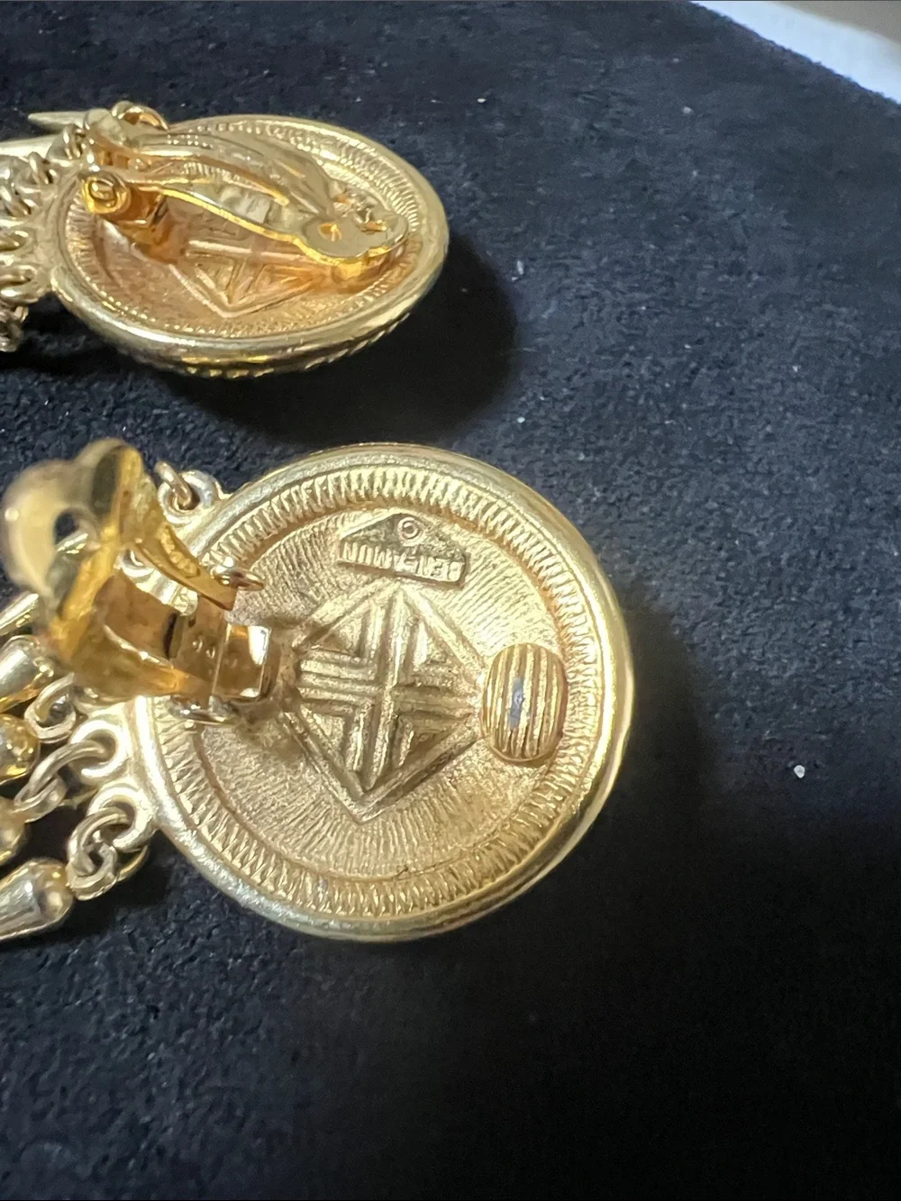 Ben-Amun Gold-Tone Round Drop Earrings with Clear Square Crystal